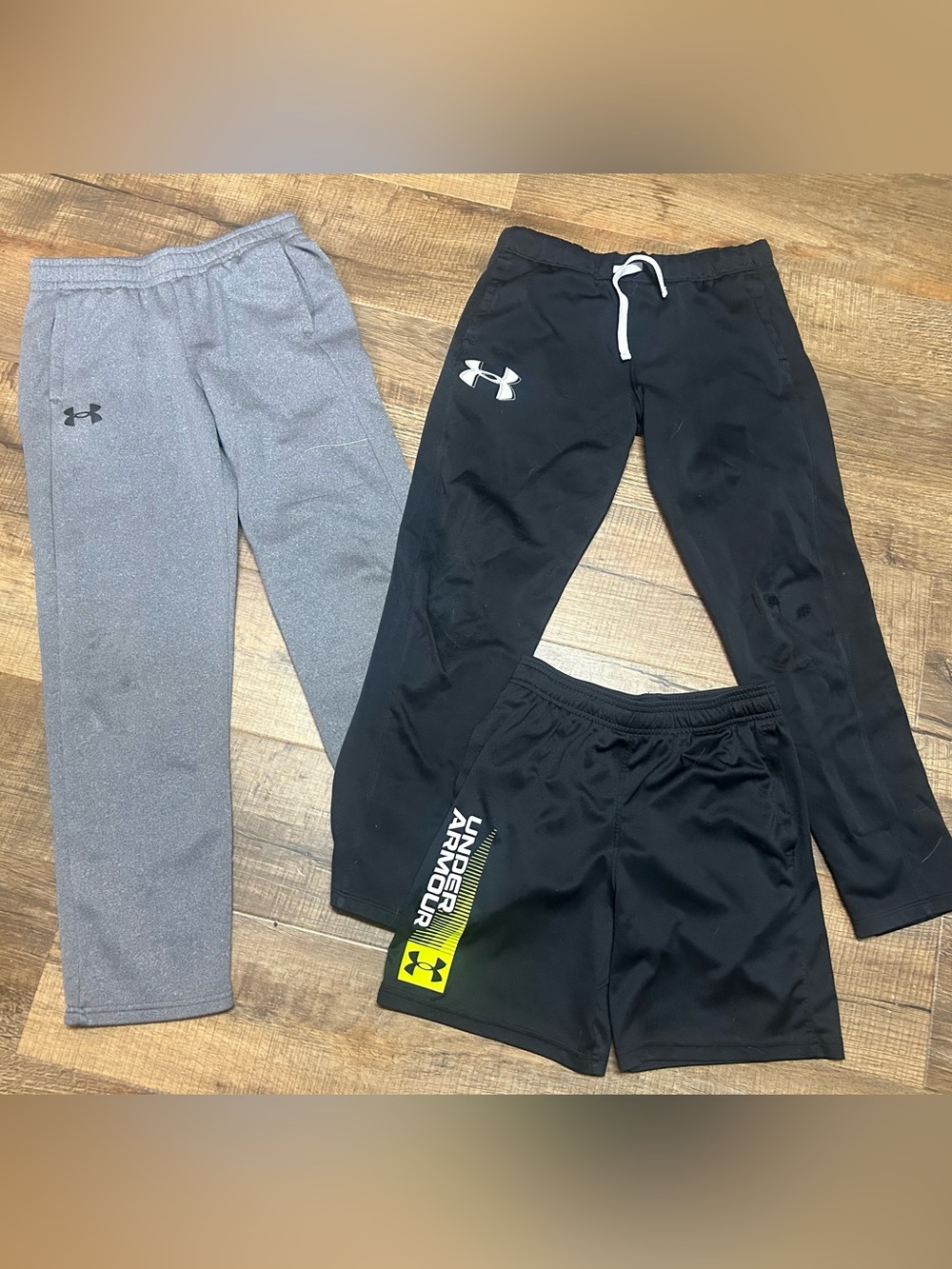 Under Armour Kids Lot - Black Joggers, Black Shorts & Gray Sweatpants